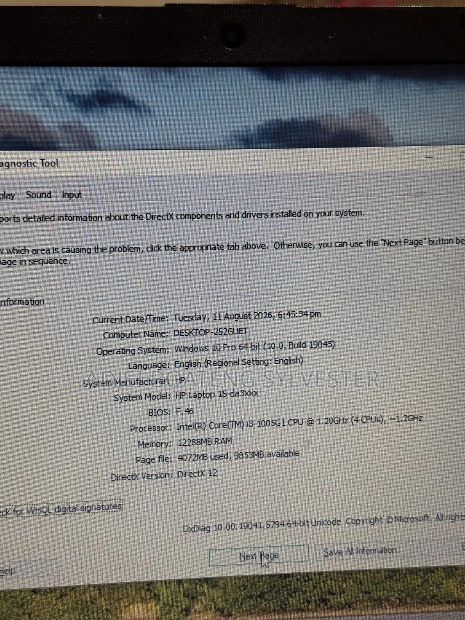 Laptop HP 15-da3007nia 12GB Intel Core i3 HDD 1T