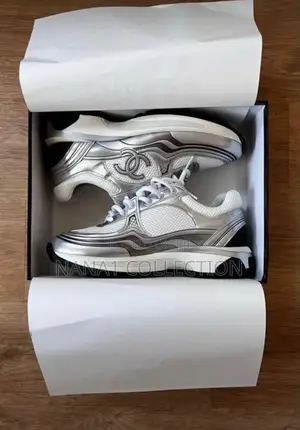 White Silver Chanel Sneakers