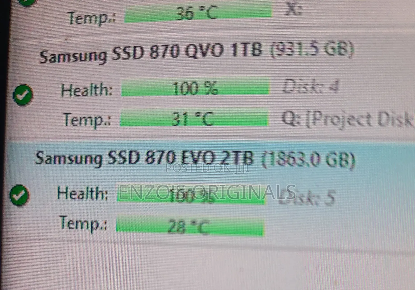 2TB SATA SSD Samsung 870 EVO 100% Health Like New