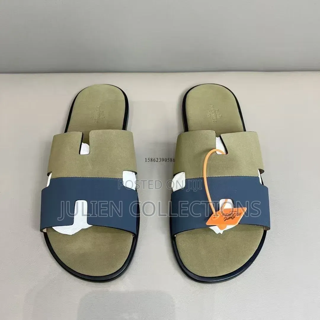 Hermes Sandals Royal Blue and Lite Green