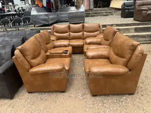 Royal Seven Seater Leather Set, With a Storage and Cup Holder