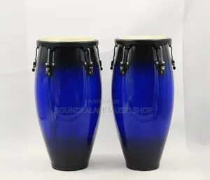 Foreign Wood Conga Drums With Adjustable Black Metal Basket Stands