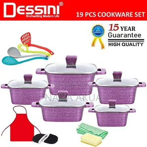 Dessini 19-Piece Die-Cast Non-Stick Square Casserole Cookware Set