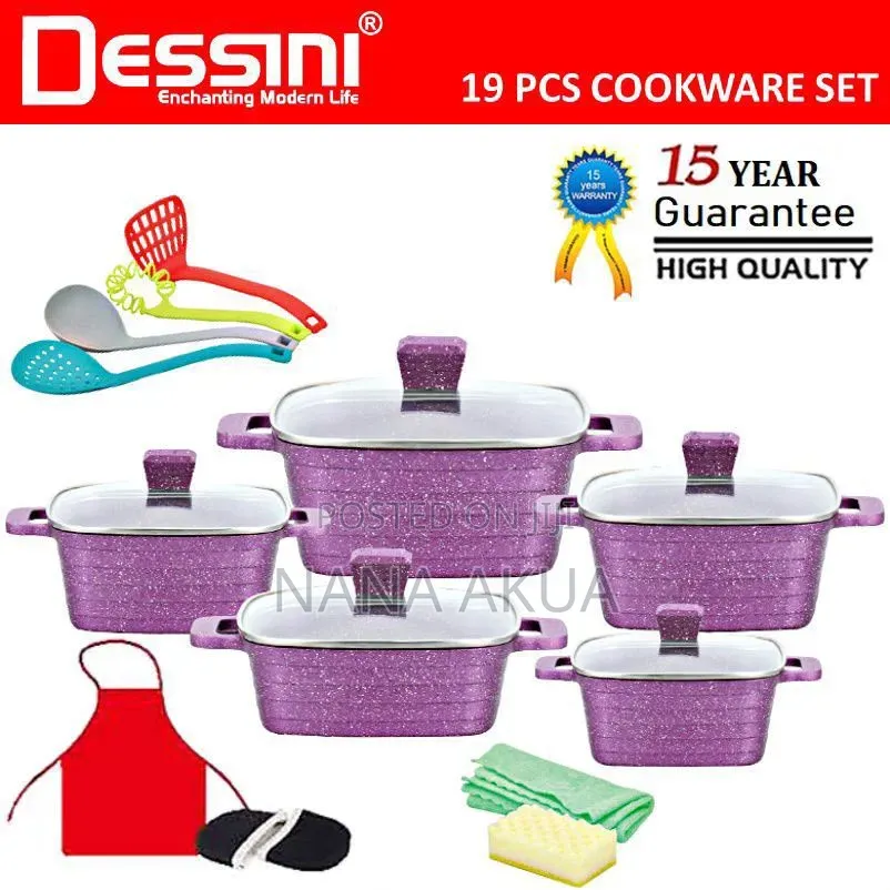 Dessini 19-Piece Die-Cast Non-Stick Square Casserole Cookware Set