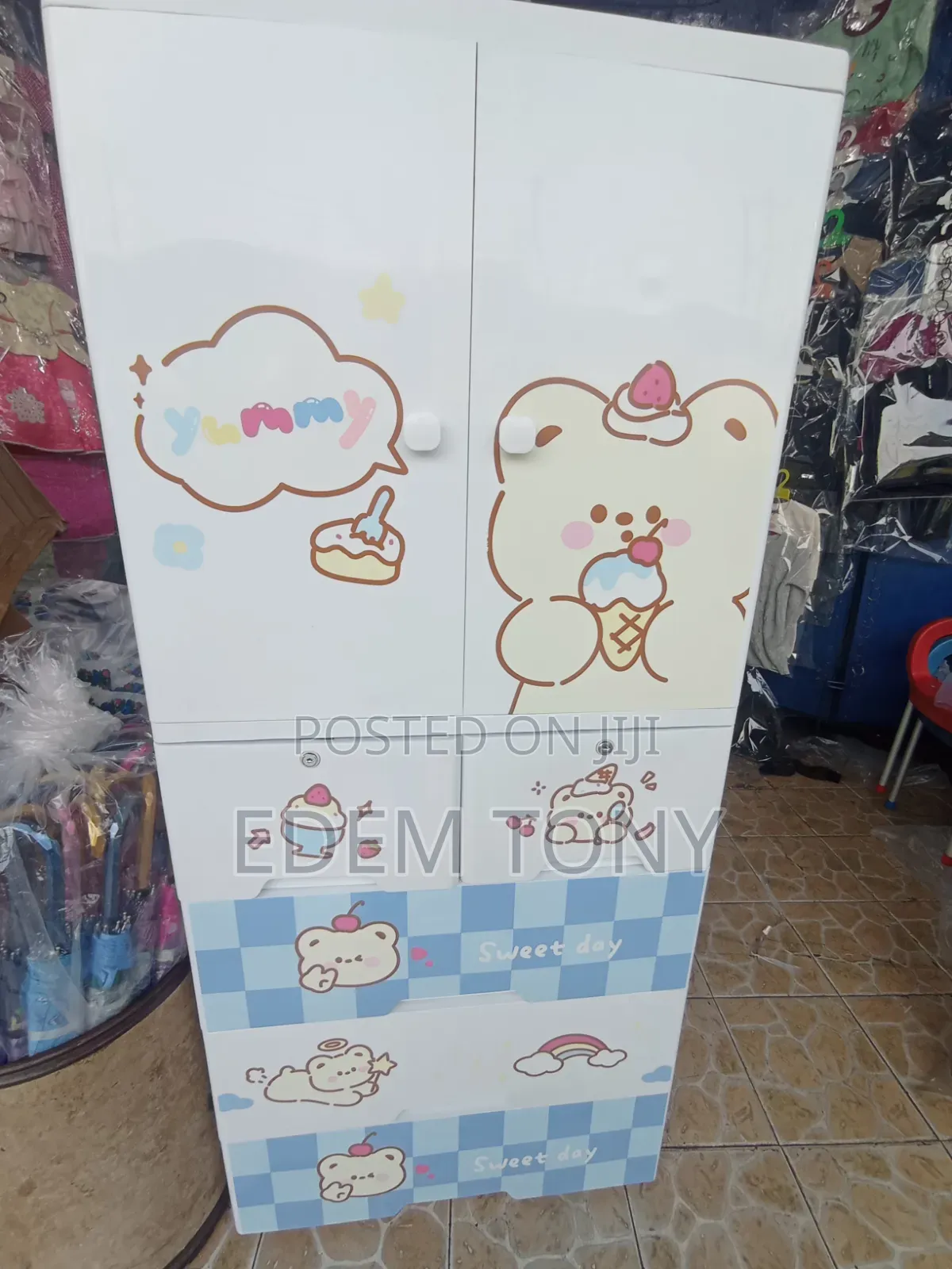 Multi-Tier Plastic Baby Kids Storage Cabinet
