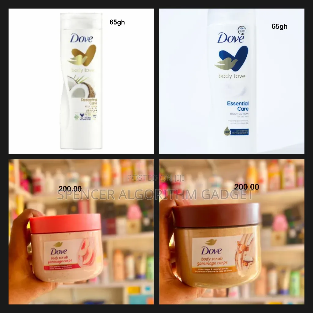 Dove Coconut/Essential Lt/ Rice Peach/Coconut Butter Scrub