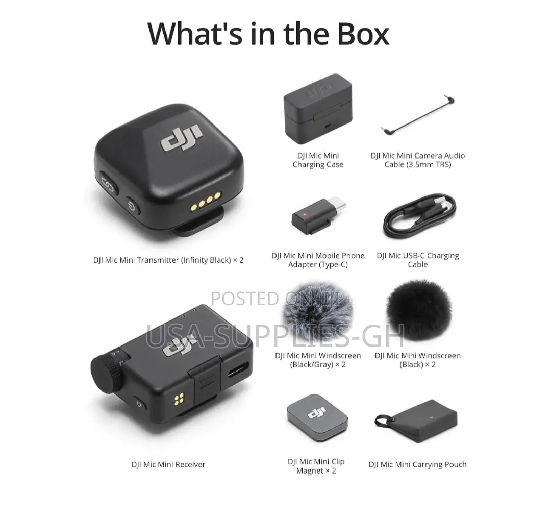 DJI Mic Mini (2 TX + 1 RX +Charging Case) Wireless Microphone From Usa