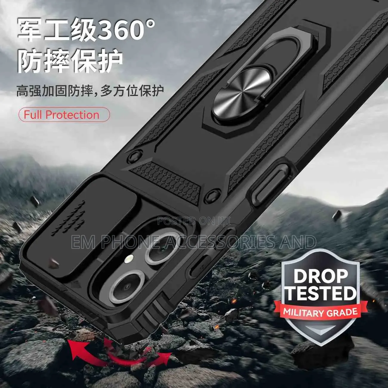 Military-Grade Rugged, Shockproof Phone Cases, Stand Ring for Samsung