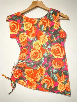 Trendy Ankara Rose Top With Side Ties
