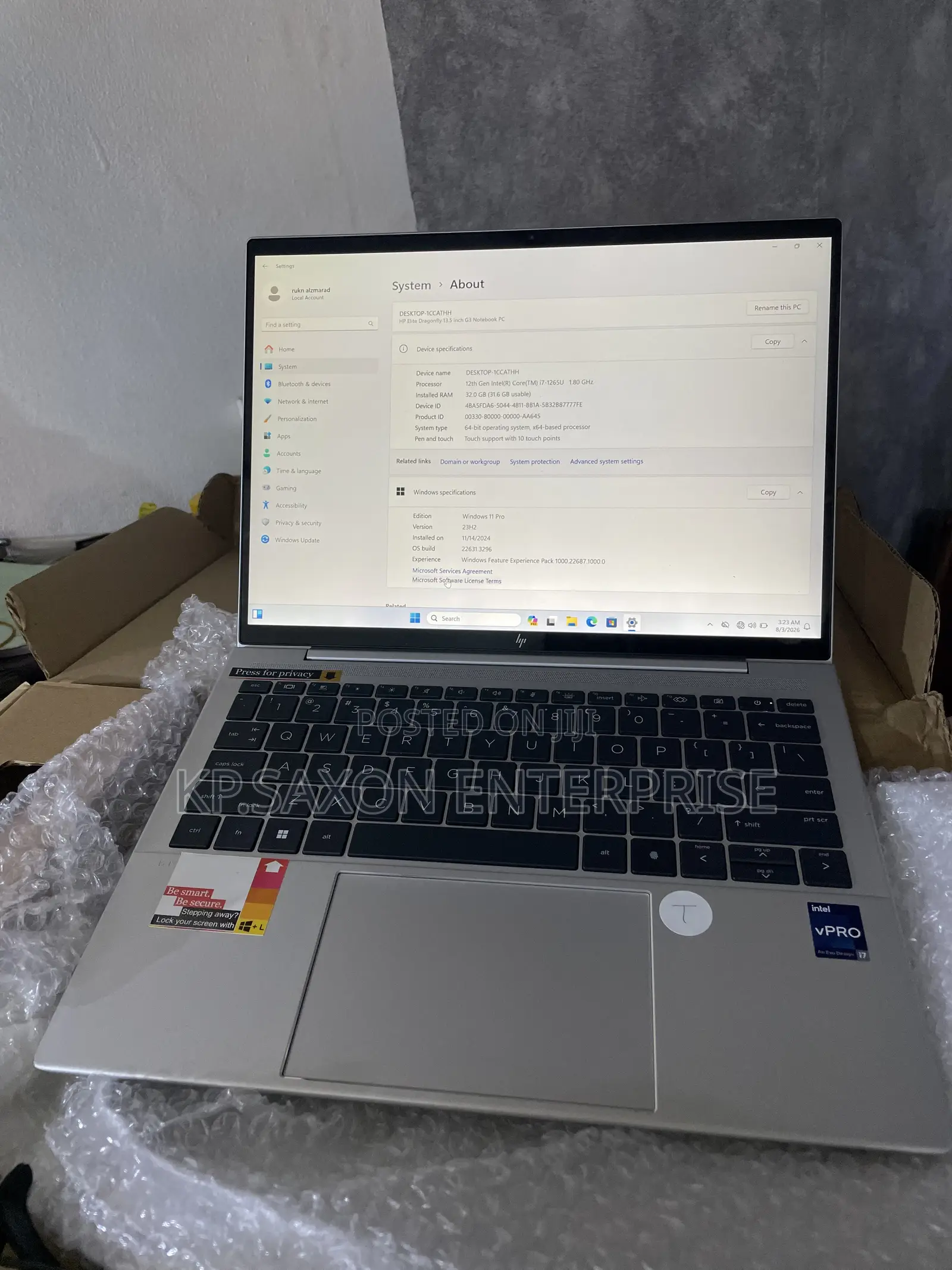 Laptop HP Elite Dragonfly G3 32GB Intel Core i7 SSD 512GB