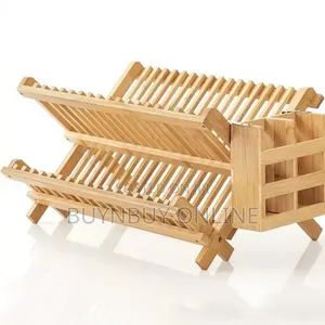 Double Layer Ecofriendly Wooden Dish Drying Rack