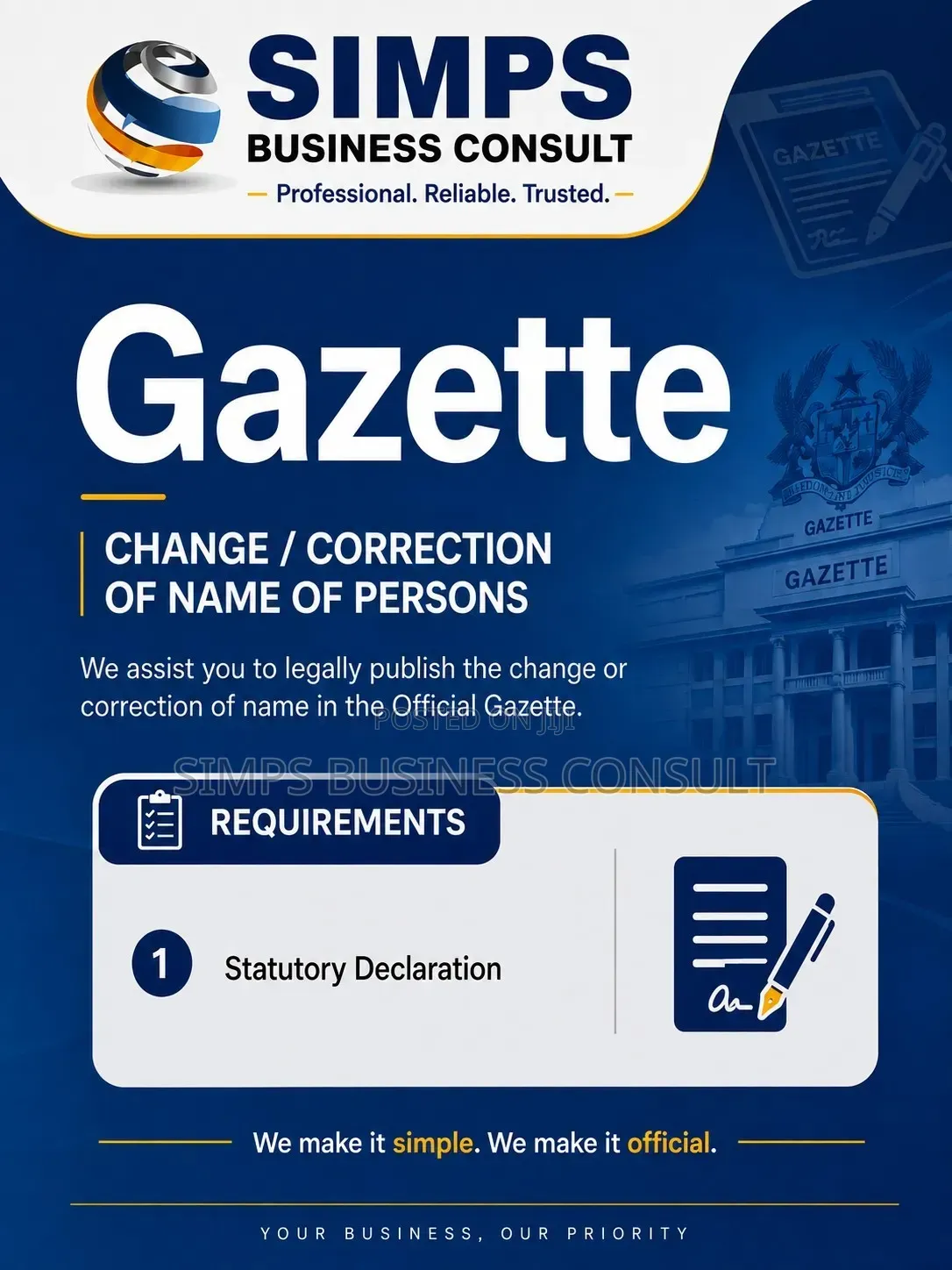 Gazetting of Name Change/Date of Birth
