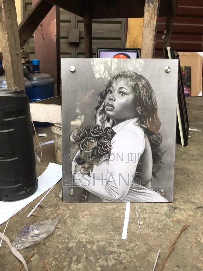 Charcoal Artwork With Glass Frame