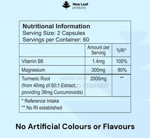 Magnesium Glycinate With Vitamin B6 Turmeric Root Extract - 120 Caps