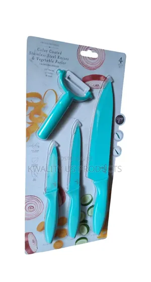 Professional Colour-Coated Knives and Peeler - 4 Set
