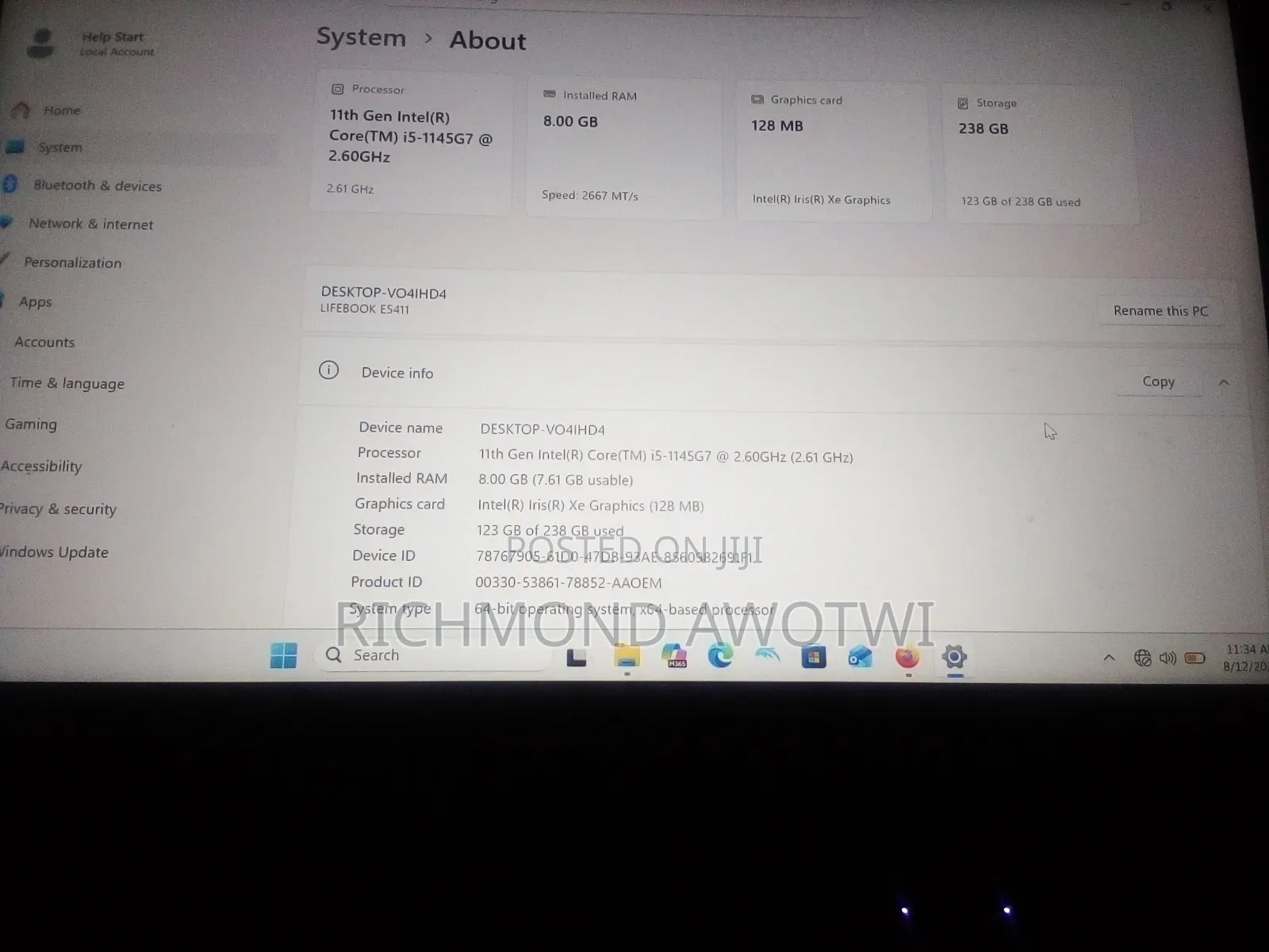 New Laptop Fujitsu Lifebook E5411 8GB Intel Core i5 HDD 256GB