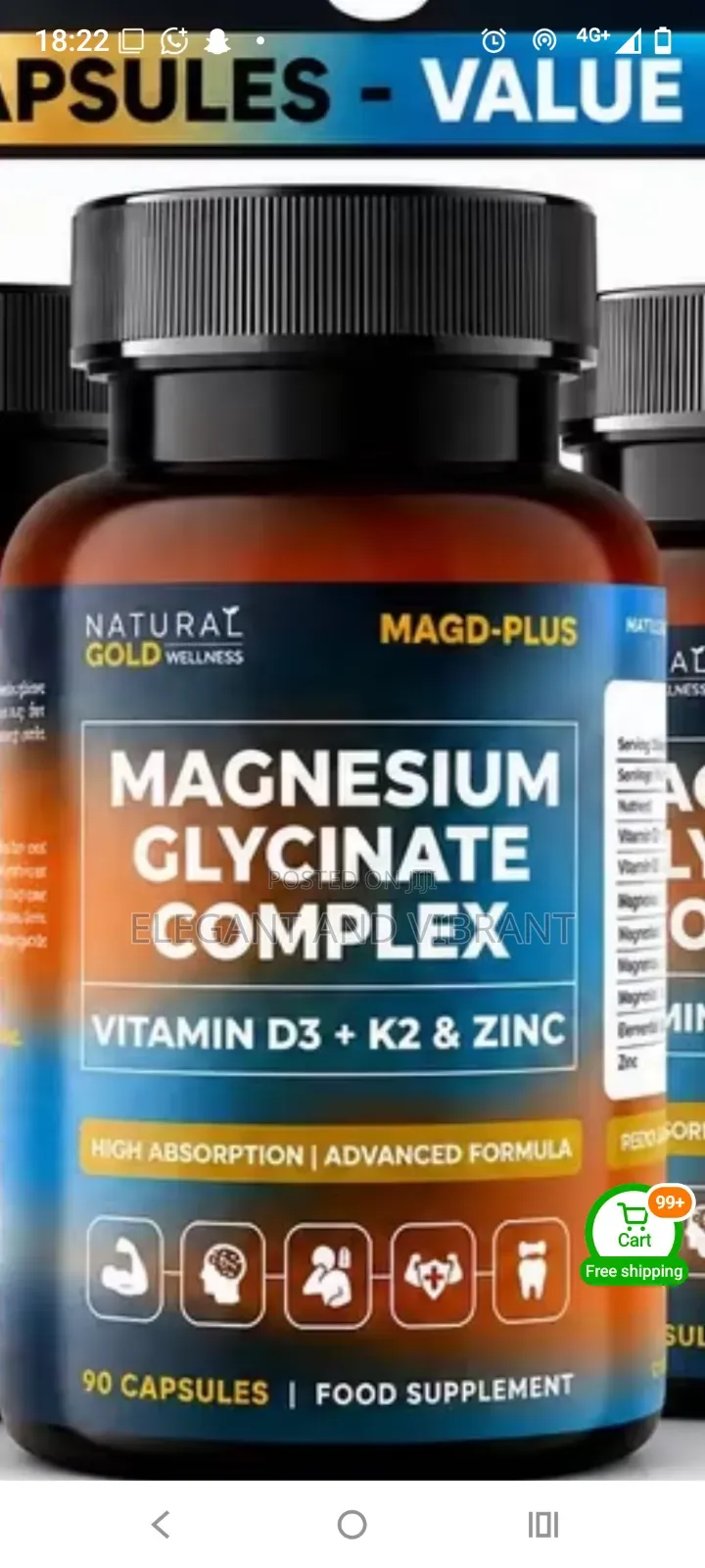 Magnesium Glycinate Complex 6-in-1 Citrate,Malate+Vitamin D3 4000iu