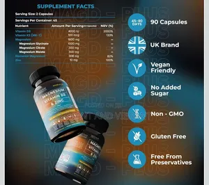 Magnesium Glycinate Complex 6-in-1 Citrate,Malate+Vitamin D3 4000iu