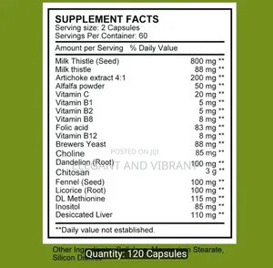 Liver and Cholesterol Cap With Milk Thistle,Dandelion, Artichoke Etc