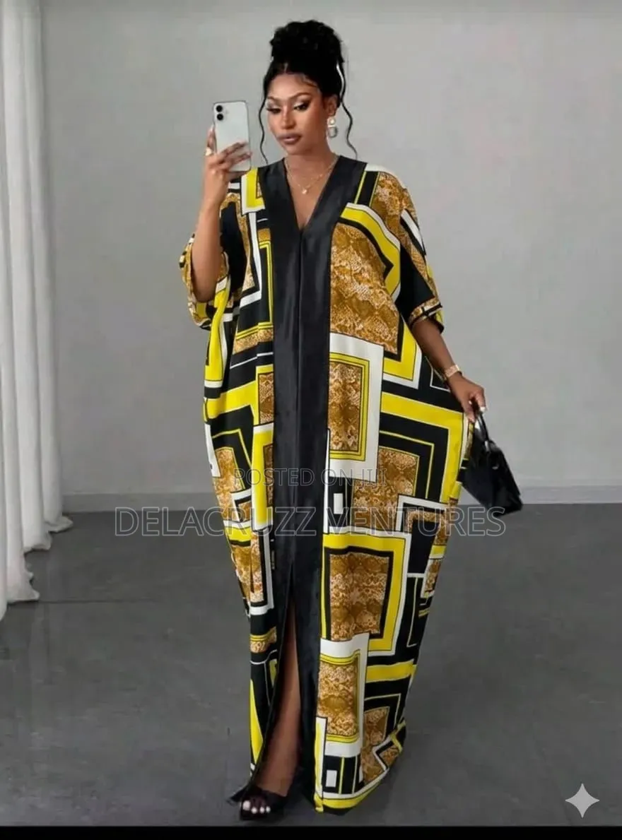 Trendy Colourful Crepe Long Bubu Dress