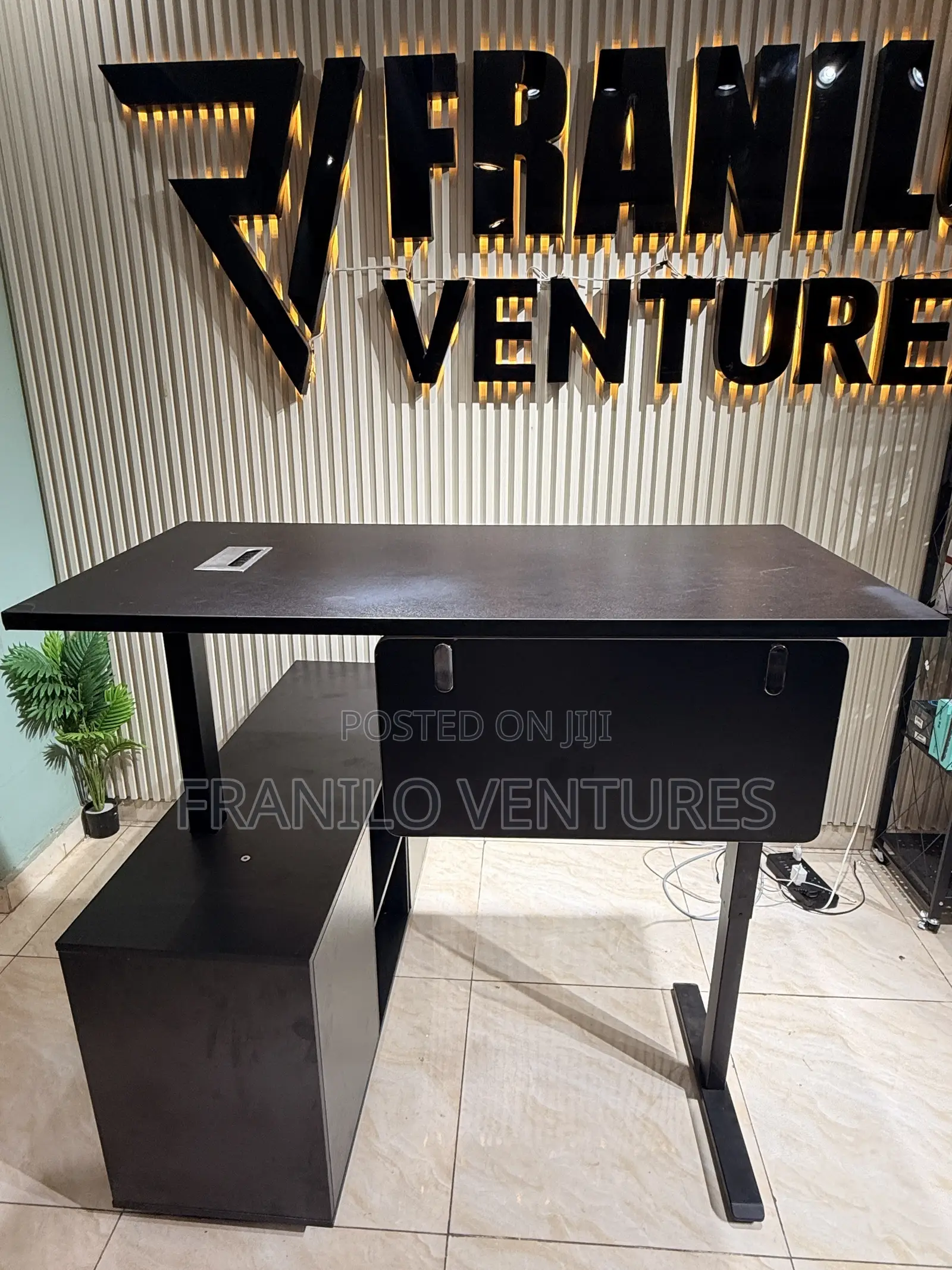 Electric Height Adjustable Desk With Storage Cabinet