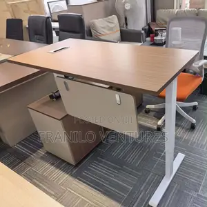 Electric Height Adjustable Desk With Storage Cabinet