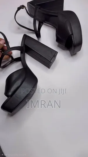 Black Platform Block Heels - Size 41 (Primark)