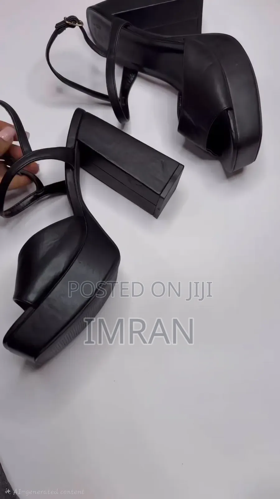 Black Platform Block Heels - Size 41 (Primark)