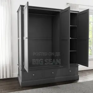 3 Door 3 Drawer Grey and White Wardrobe
