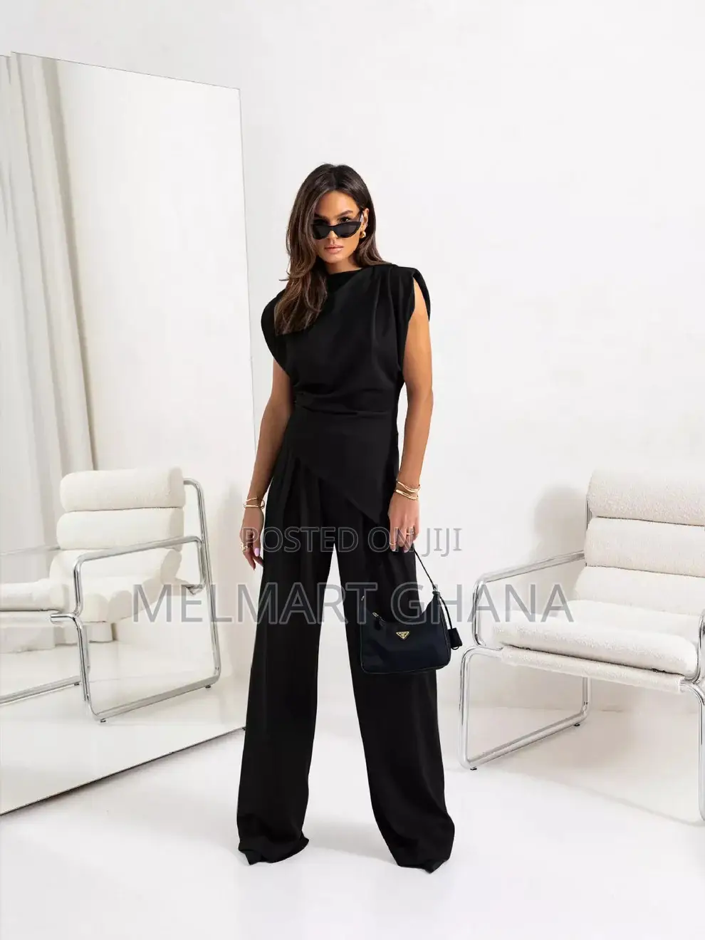 Satin Cowl Neck Top Pants Set