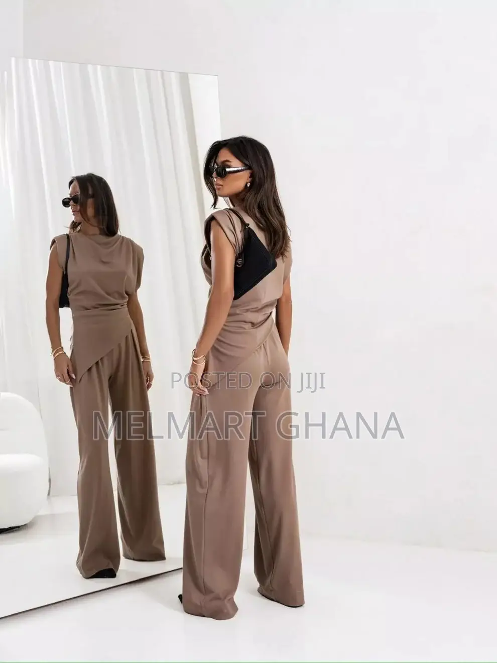 Satin Cowl Neck Top Pants Set