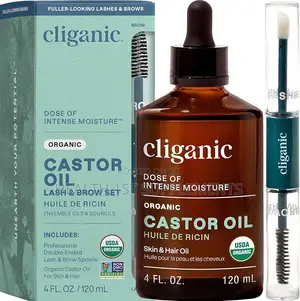 Cliganic, Organic Castor Oil, Hexane Free, Lash Brow Set, 120ml