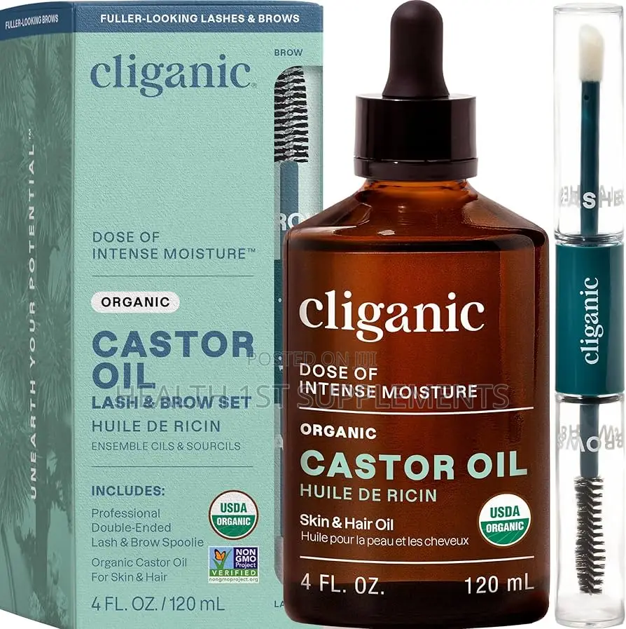Cliganic, Organic Castor Oil, Hexane Free, Lash Brow Set, 120ml