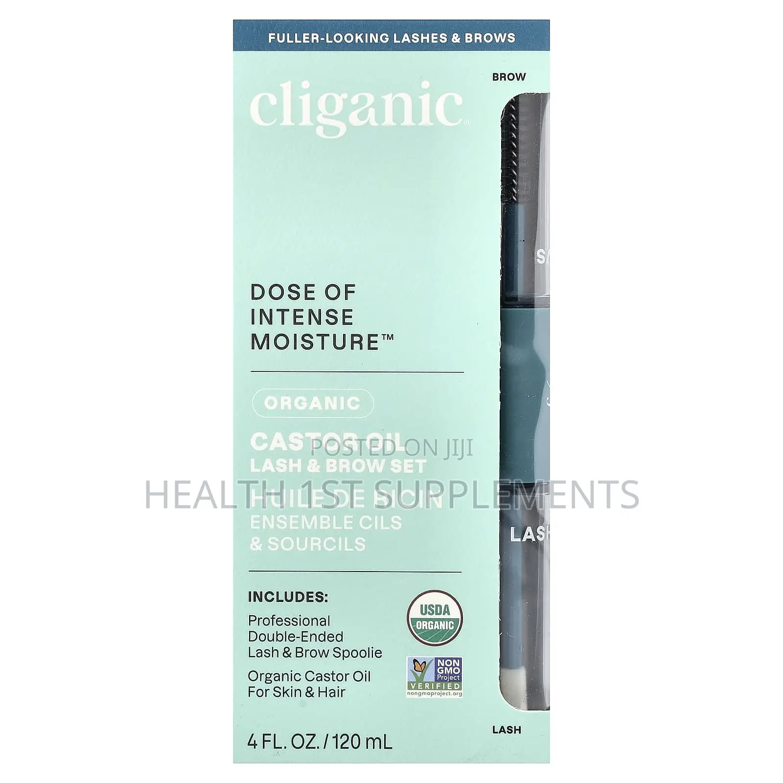 Cliganic, Organic Castor Oil, Hexane Free, Lash Brow Set, 120ml