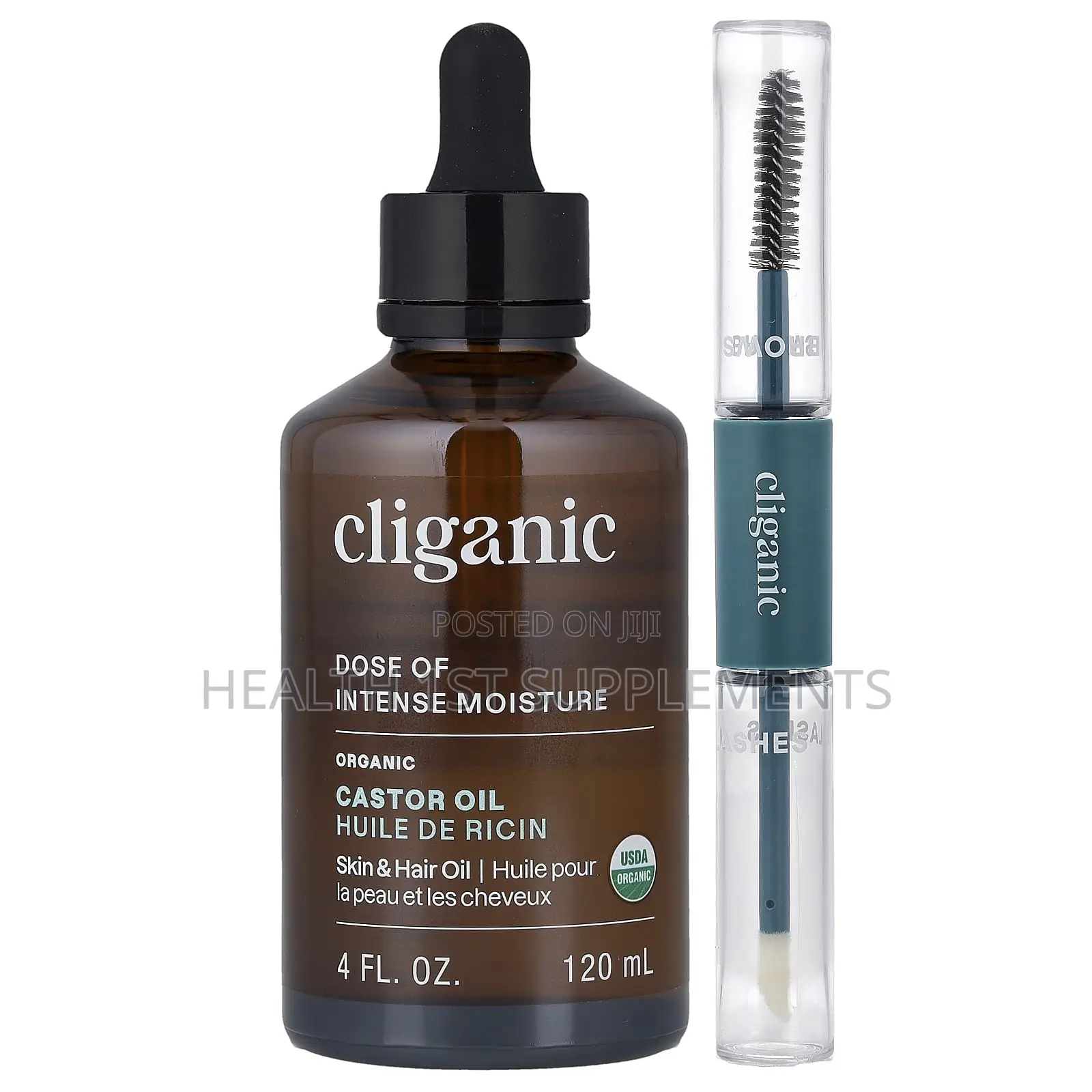 Cliganic, Organic Castor Oil, Hexane Free, Lash Brow Set, 120ml