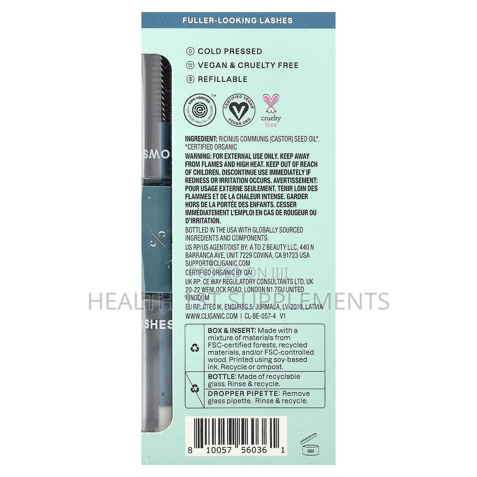 Cliganic, Organic Castor Oil, Hexane Free, Lash Brow Set, 120ml