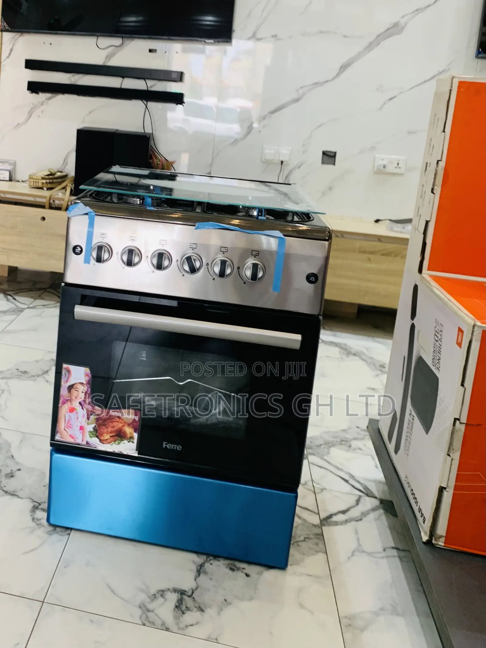 Available Grey Volcano Ferre 50x60 Gas Cooker – New Line, 4 Burners