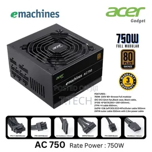 Acer Power Pack 750W Full Modular With All Cables, Brand New in Box.