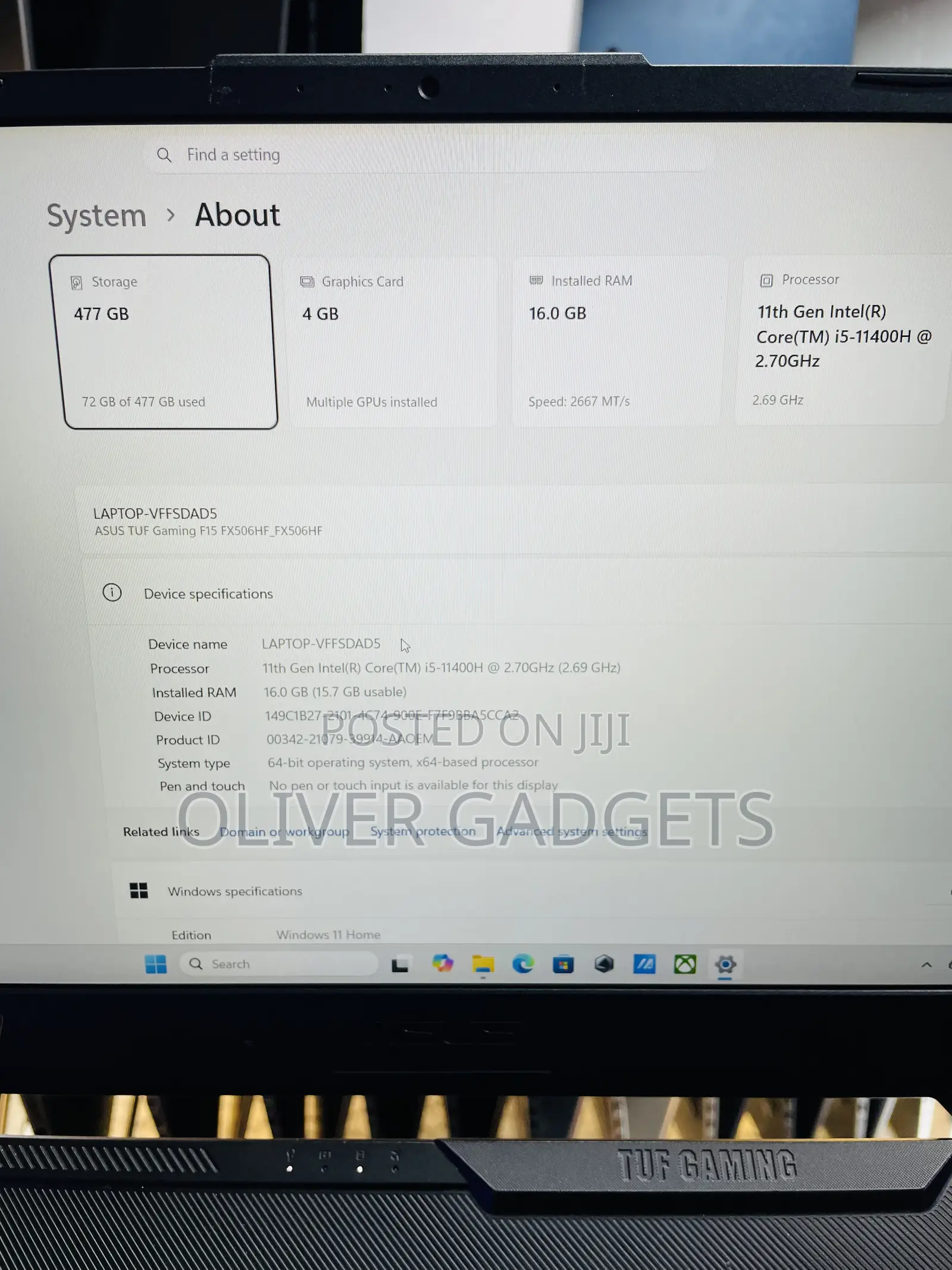 Laptop Asus TUF Gaming A15 16GB Intel Core i5 SSD 512GB