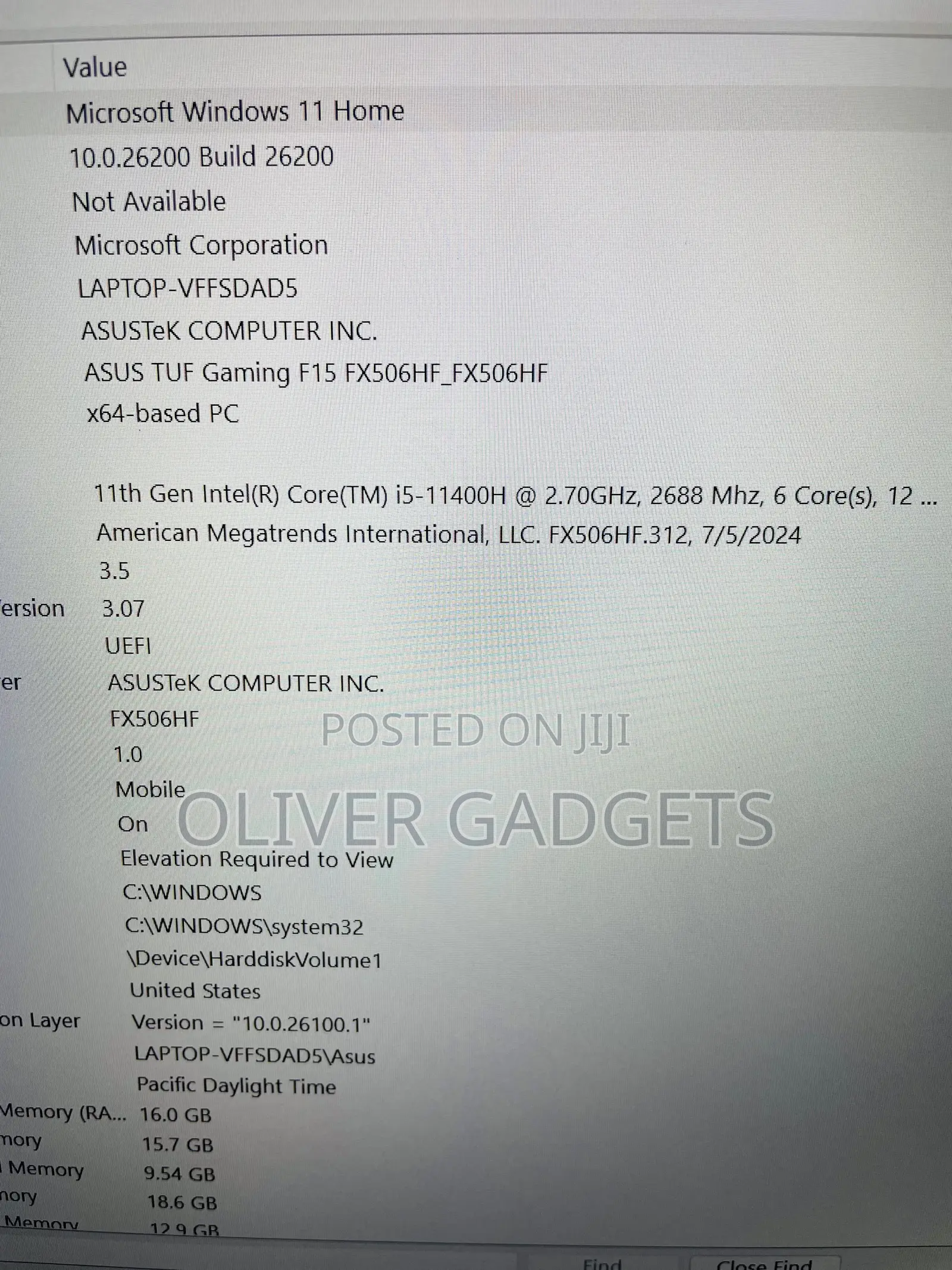 Laptop Asus TUF Gaming A15 16GB Intel Core i5 SSD 512GB