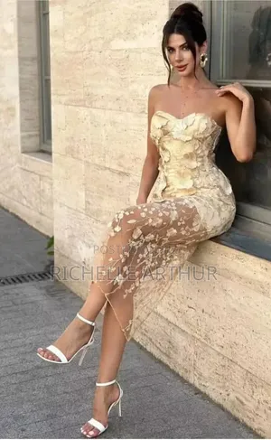 Women's Elegant Champagne Summer Wedding Guest Dress