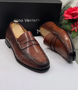Dino Verratti Brown Leather Brogue Penny Loafers Witha Rich Tan Finish