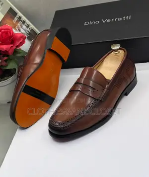 Dino Verratti Brown Leather Brogue Penny Loafers Witha Rich Tan Finish