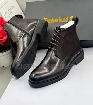 Dark Brown Leather Dress Boot Classic Lace-Up Front, Round Toe Design.
