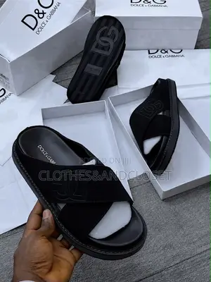 Black Dolce Gabbana Rubber Beachwearslide Sandals, Crisscross Straps