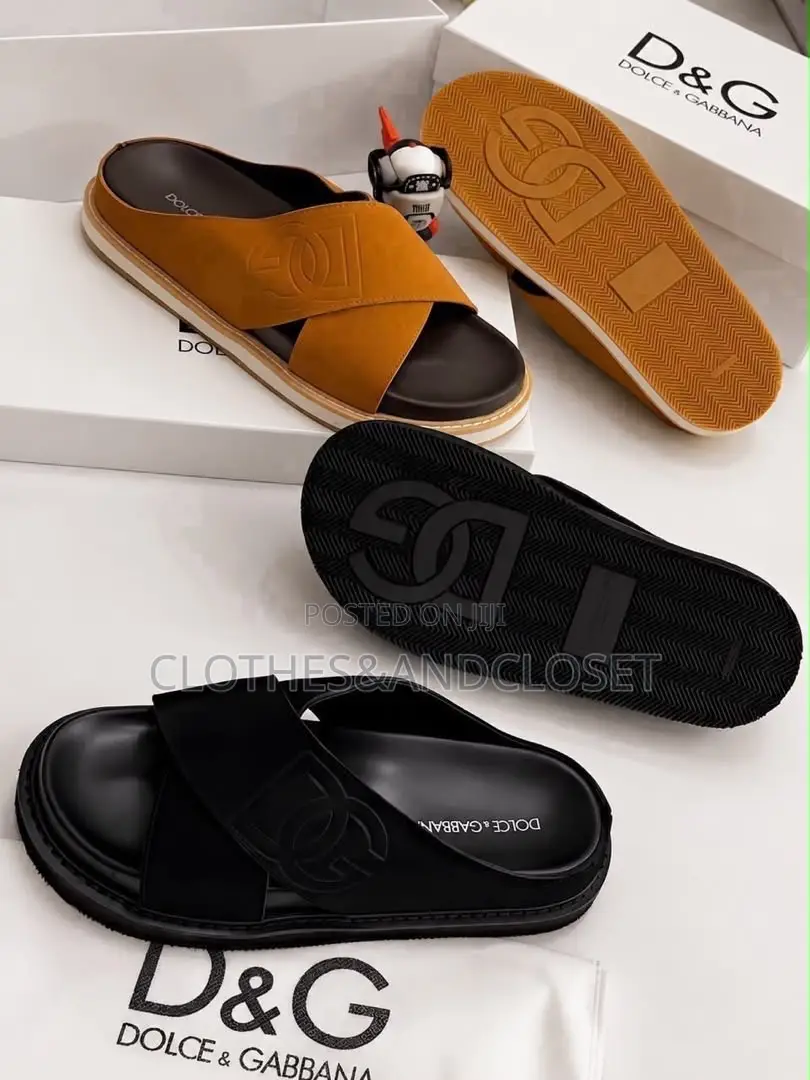 Black Dolce Gabbana Rubber Beachwearslide Sandals, Crisscross Straps