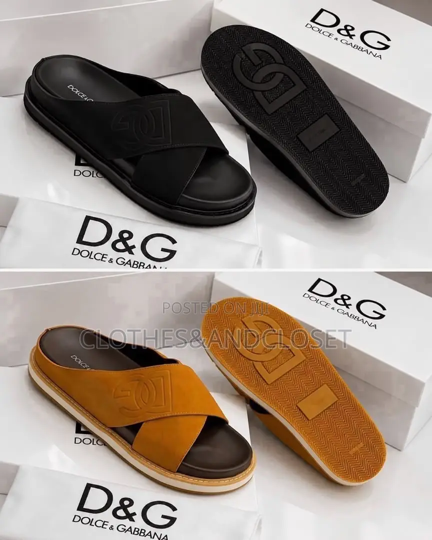 Black Dolce Gabbana Rubber Beachwearslide Sandals, Crisscross Straps