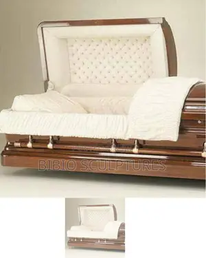 Polished Wood Half-Couch Casket