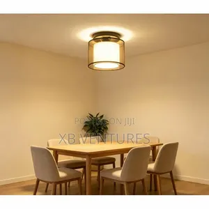 Artistic Round Pendant Light for Bedroom Door With Fabric Chandelier