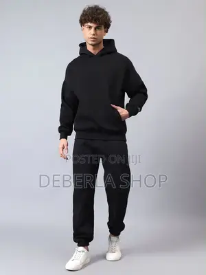 Comfy Plain Top and Down Hoodie and Jogger Set